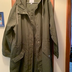Olive green rain coat
